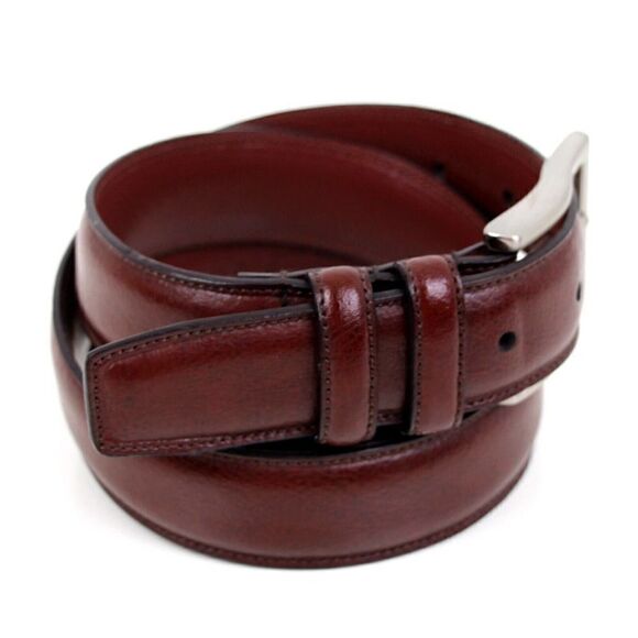 Classic BROWN GENUINE LEATHER 1.25"Wd STITCHED DRESS MEN'S BELT Sz 36-38 (A57 - Picture 5 of 13